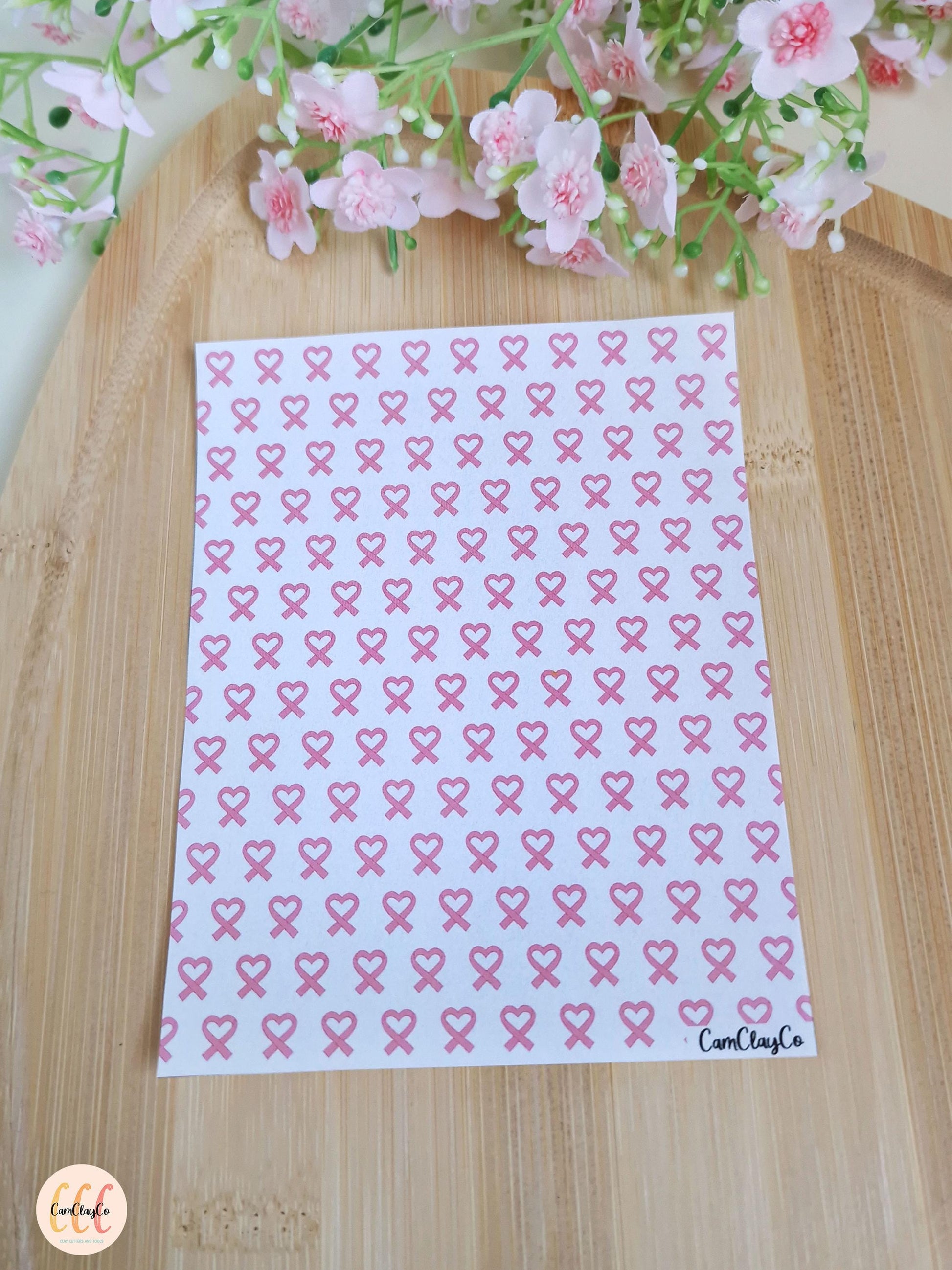 Feuille de transfert soluble à l'eau pour la fabrication de bijoux en argile polymère - Octobre rose 07