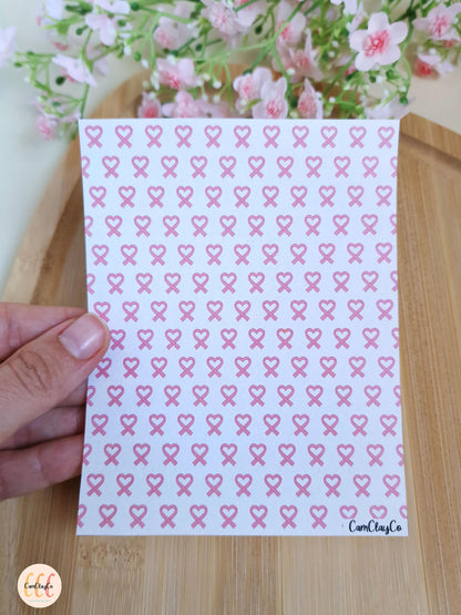 Feuille de transfert soluble à l'eau pour la fabrication de bijoux en argile polymère - Octobre rose 07