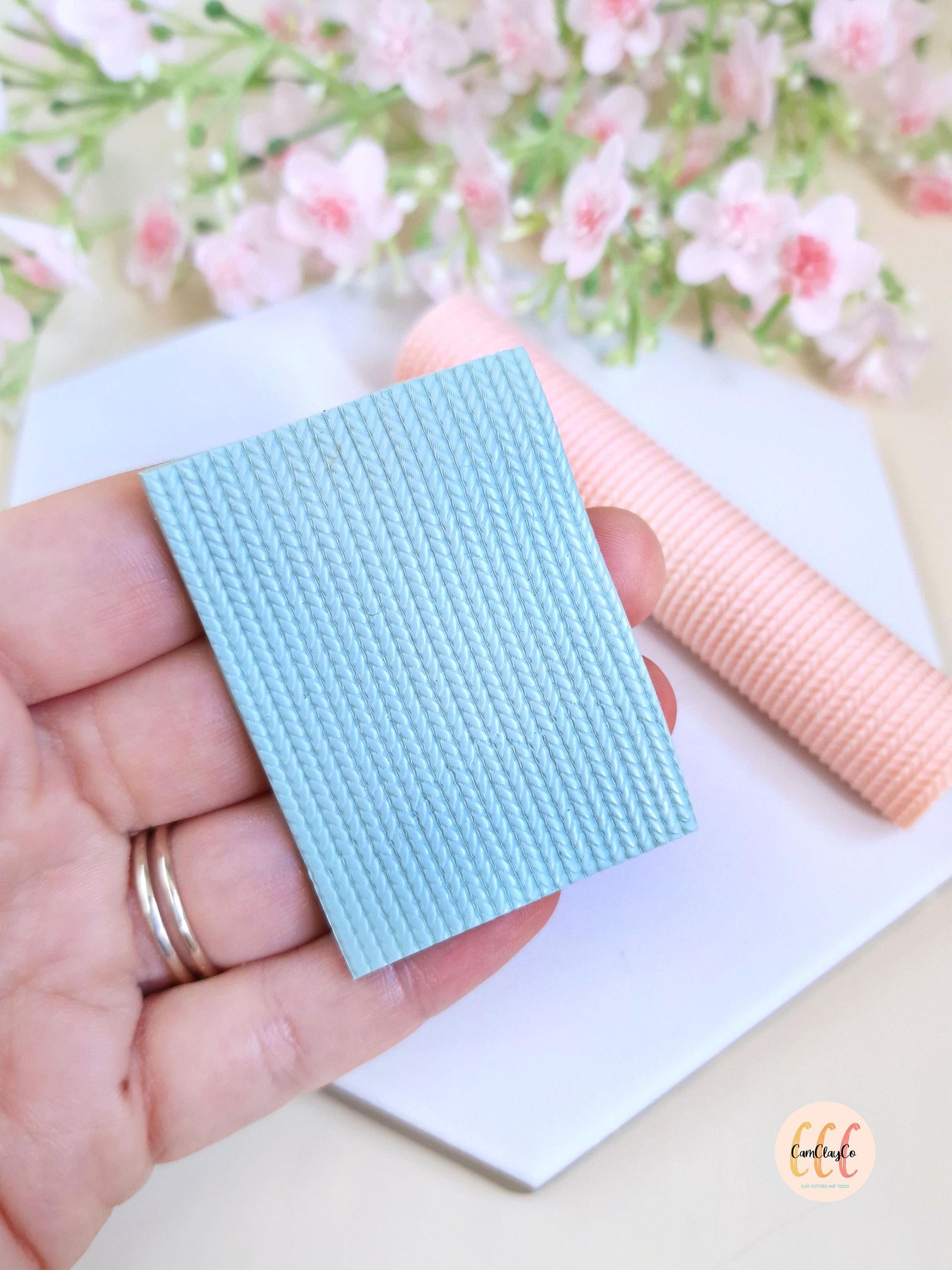 Rouleau texture 3D effet pull petite maille pour la fabrication de bijoux en argile polymère