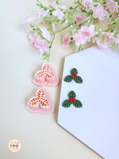 Emporte-pièces 3D en forme de feuilles de houx Noël pour la fabrication de bijoux en argile polymère, créoles interchangeables, pampilles
