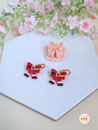 Emporte-pièces 3D en forme de nœuds de Père-Noël pour la fabrication de bijoux en argile polymère, créoles interchangeables, pampilles