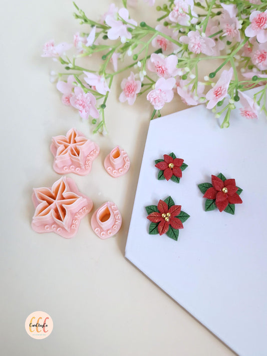 Emporte-pièces 3D Noël en forme de poinsettias pour la fabrication de bijoux en argile polymère