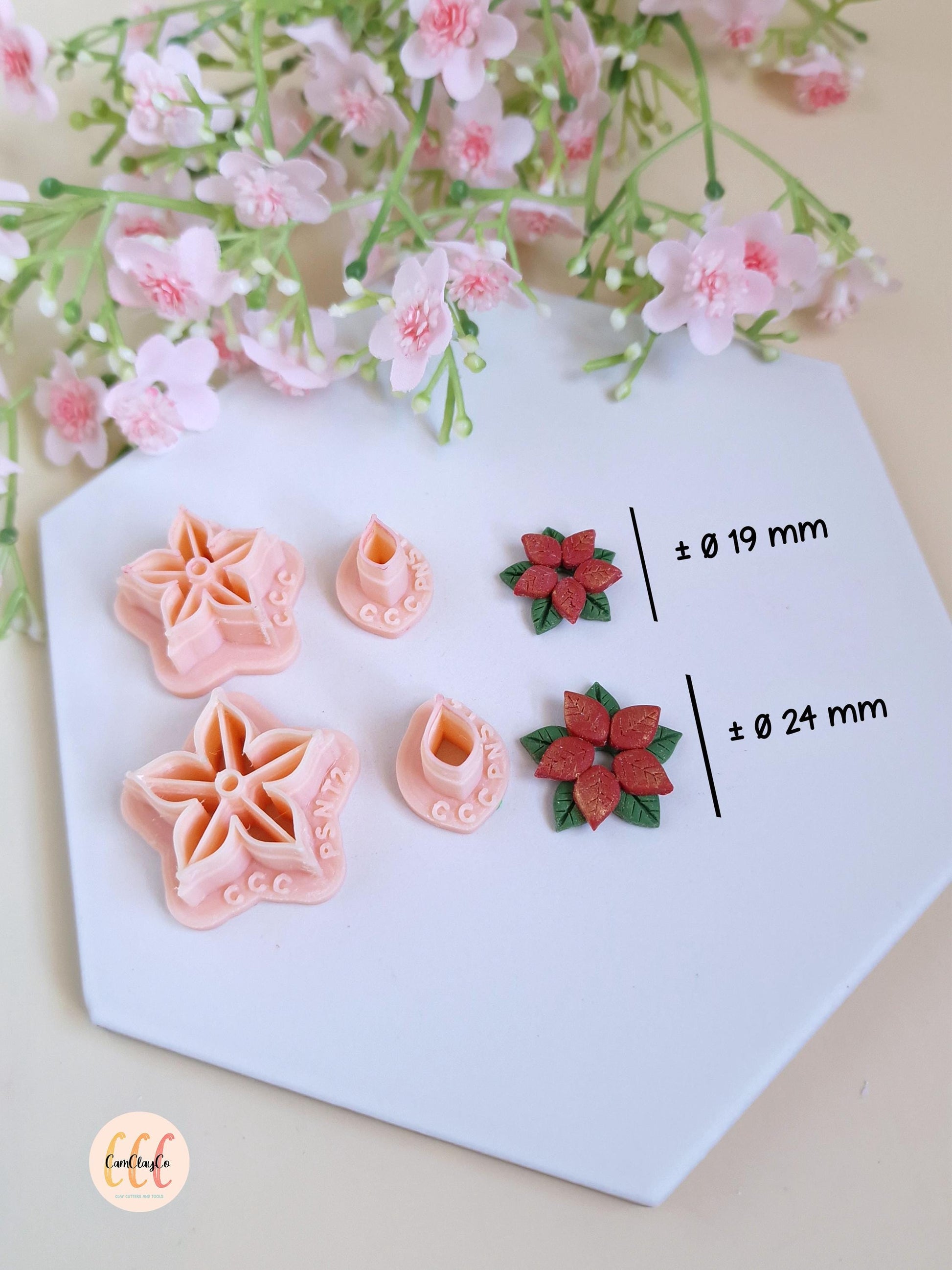 Emporte-pièces 3D Noël en forme de poinsettias pour la fabrication de bijoux en argile polymère, pampilles, créoles interchangeables