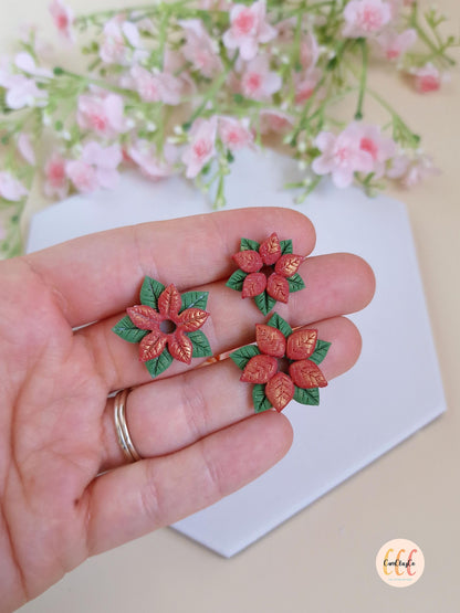Emporte-pièces 3D Noël en forme de poinsettias pour la fabrication de bijoux en argile polymère, pampilles, créoles interchangeables