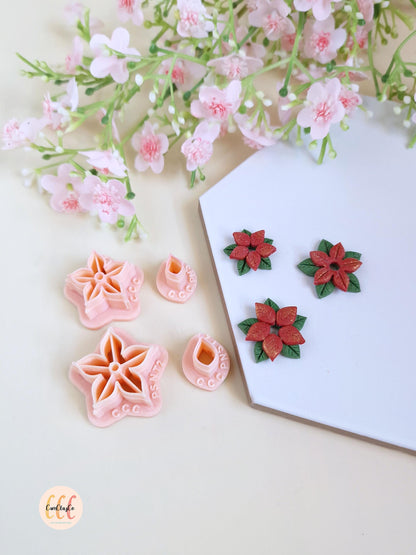 Emporte-pièces 3D Noël en forme de poinsettias pour la fabrication de bijoux en argile polymère, pampilles, créoles interchangeables