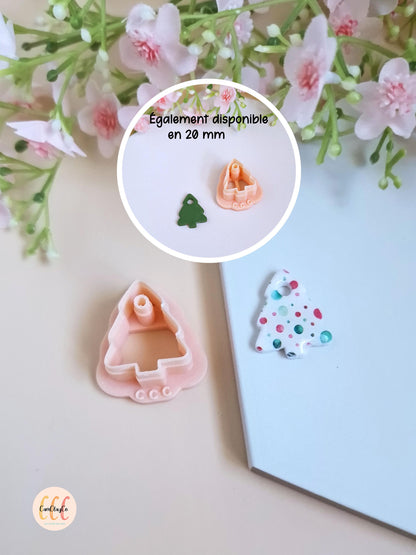 Emporte-pièce 3D sapin avec trou pour la fabrication de bijoux en argile polymère, créoles interchangeables, pampilles - Sapin pampille