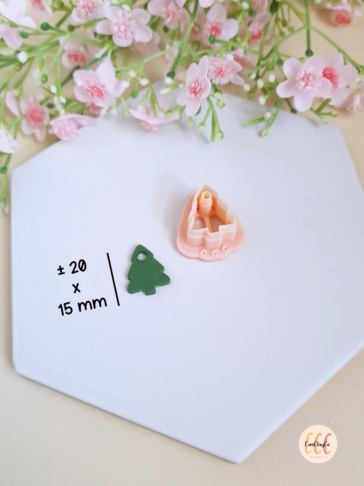 Emporte-pièce 3D sapin avec trou pour la fabrication de bijoux en argile polymère, créoles interchangeables, pampilles - Sapin pampille