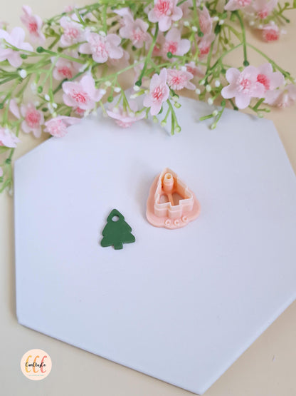 Emporte-pièce 3D sapin avec trou pour la fabrication de bijoux en argile polymère, créoles interchangeables, pampilles - Sapin pampille