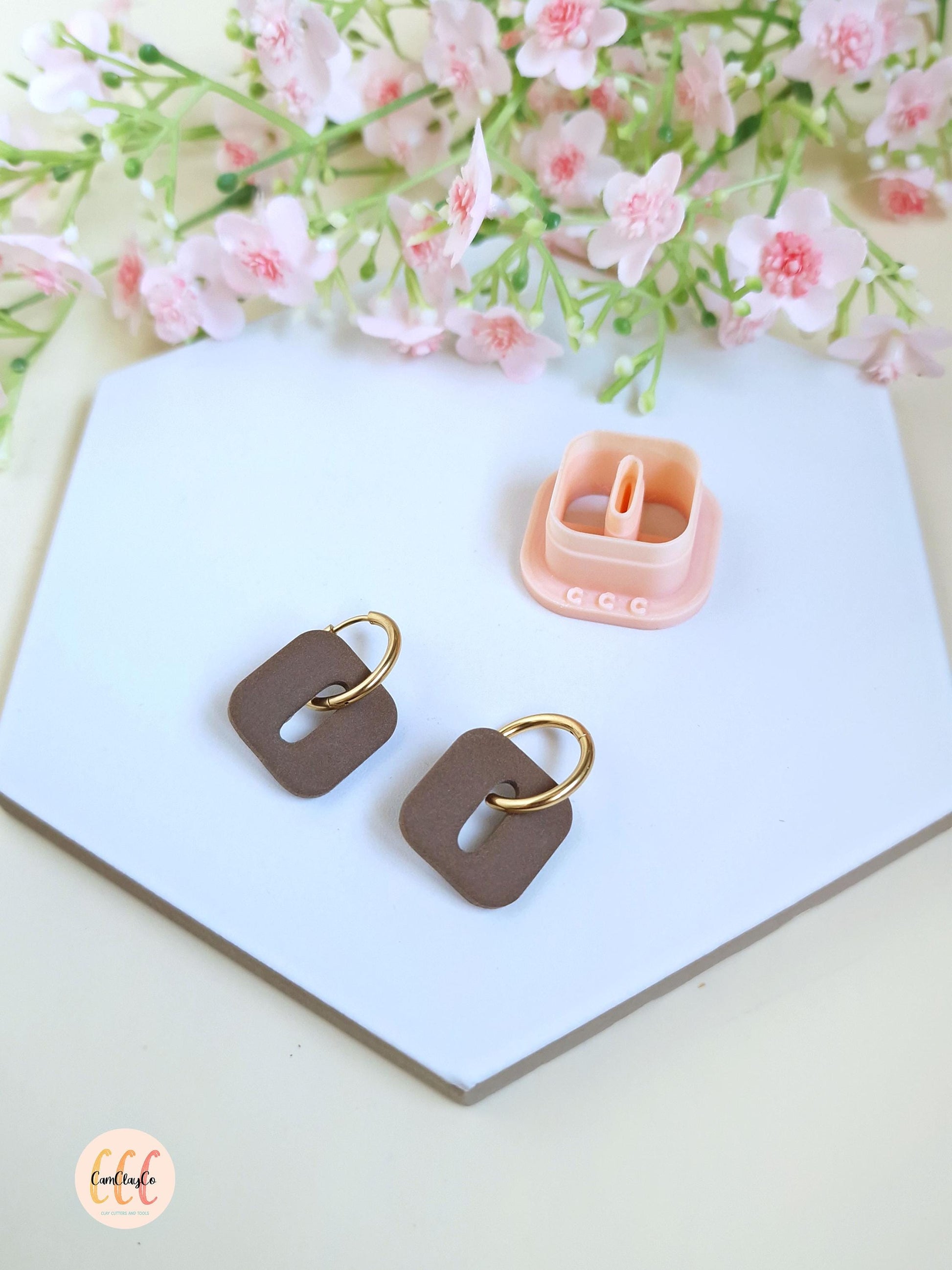 Emporte-pièce 3D en forme de carré arrondi donut ovale pour la fabrication de bijoux en argile polymère, pampilles créoles interchangeables