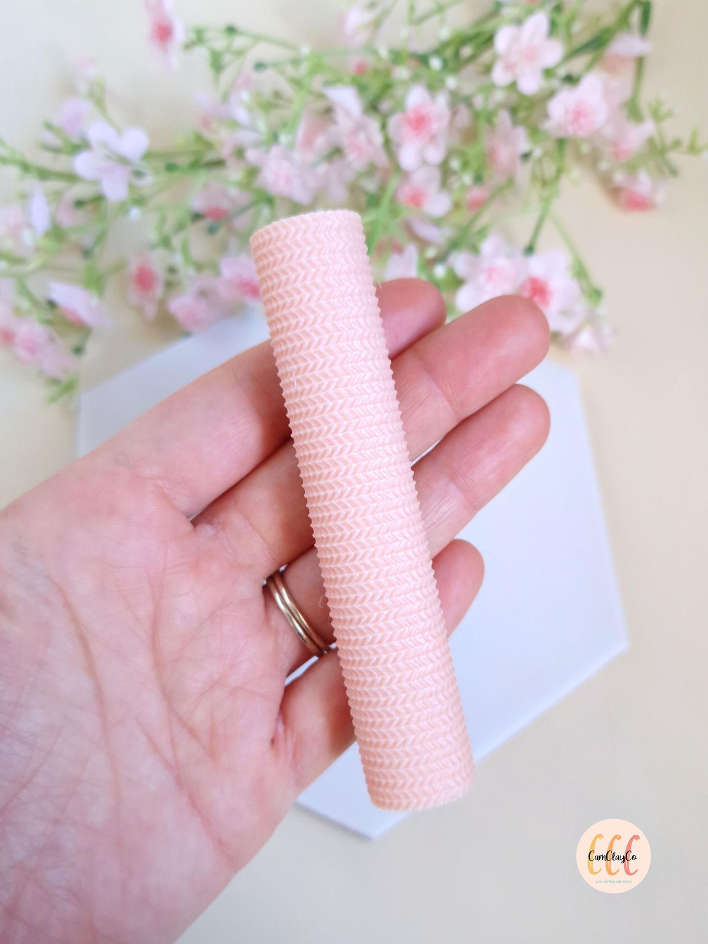 Rouleau texture 3D effet pull petite maille pour la fabrication de bijoux en argile polymère