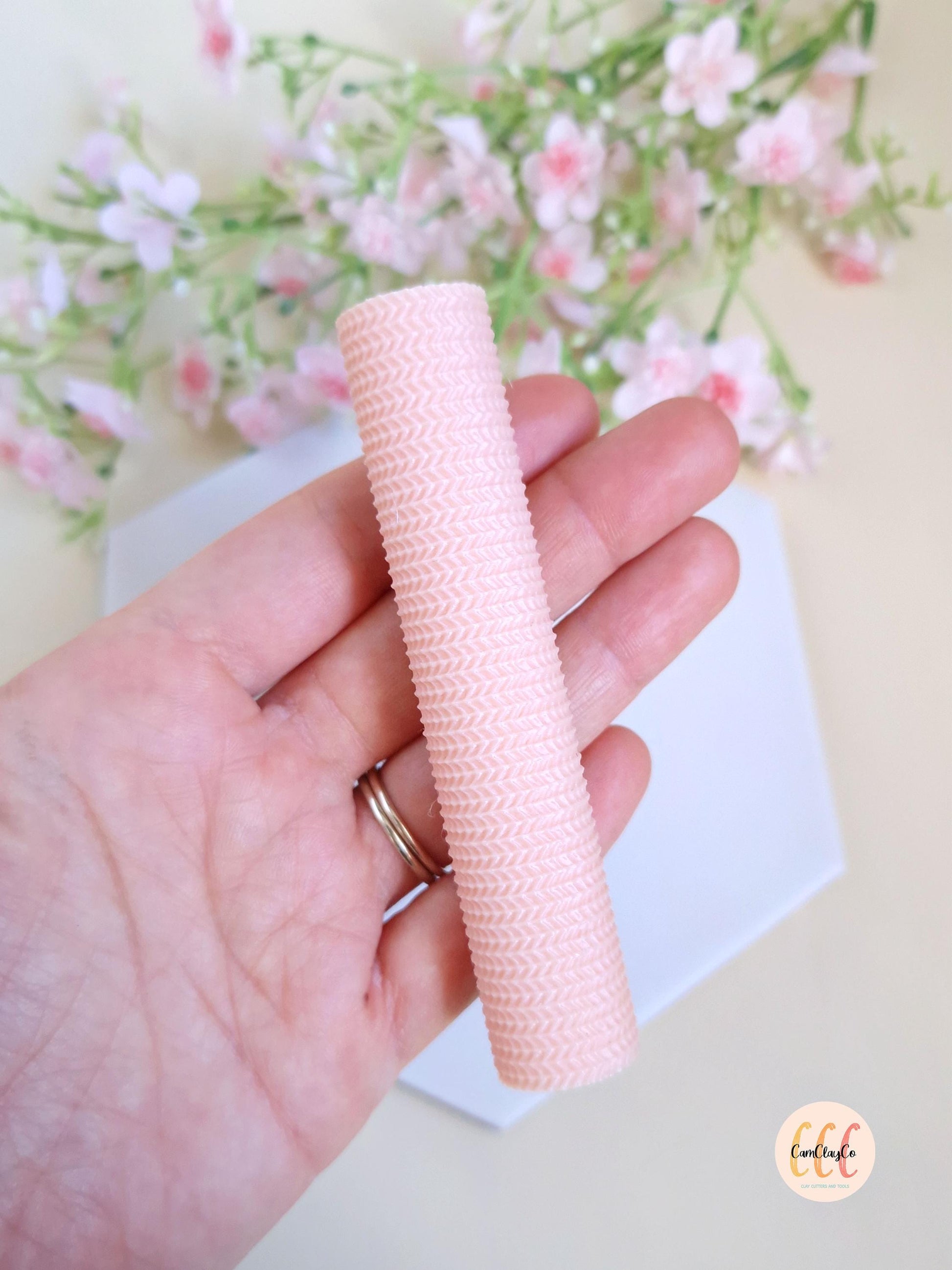 Rouleau texture 3D effet pull petite maille pour la fabrication de bijoux en argile polymère