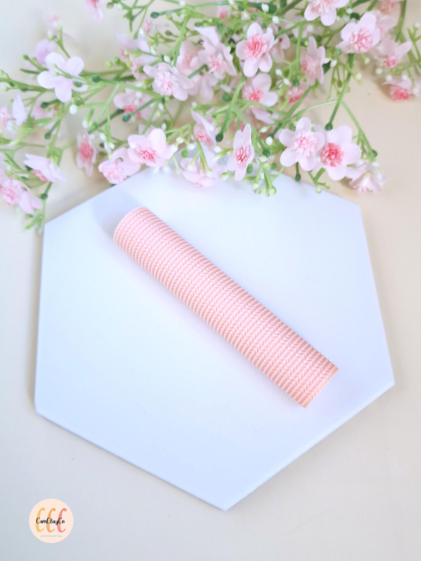 Rouleau texture 3D effet pull petite maille pour la fabrication de bijoux en argile polymère