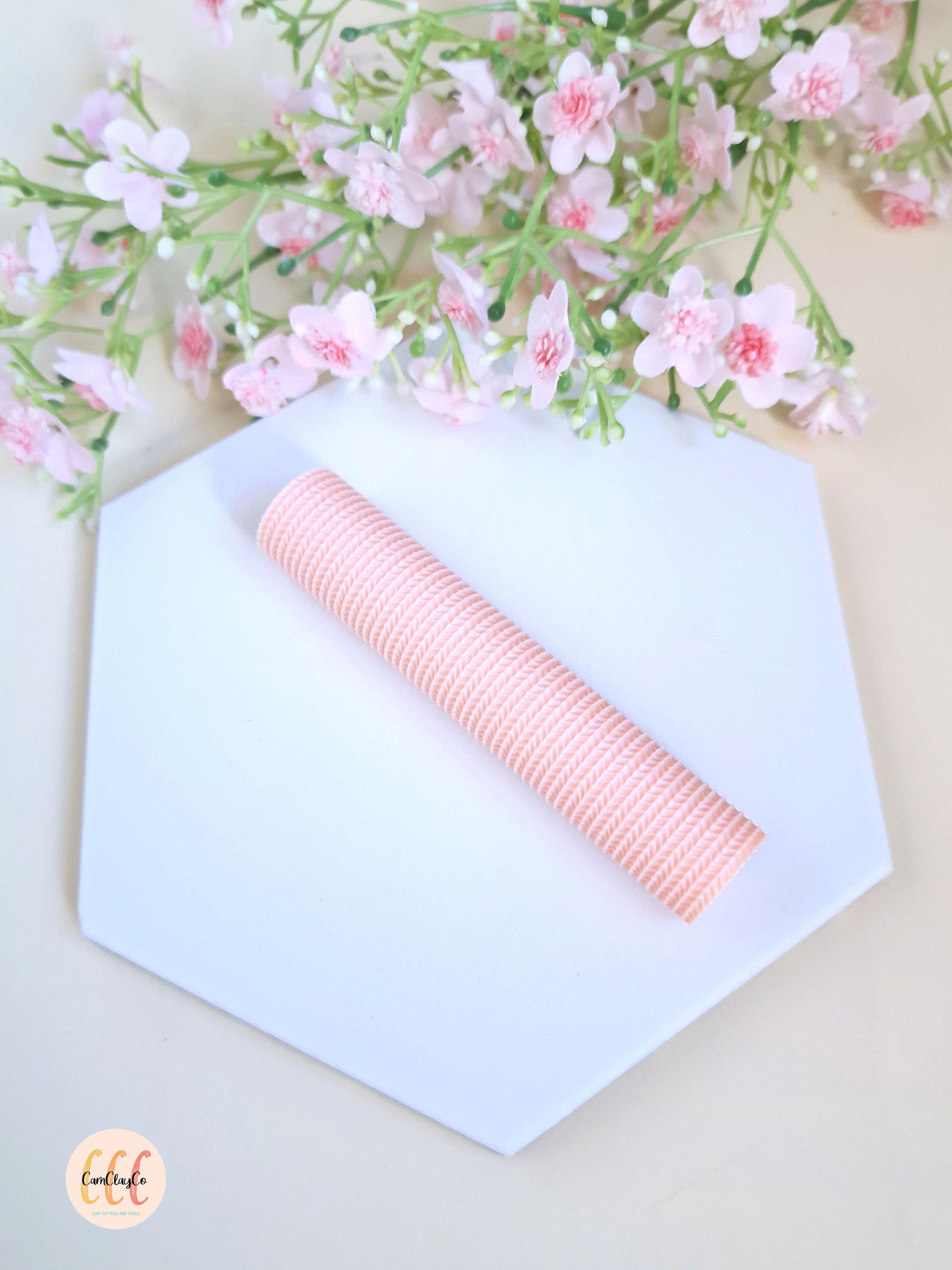 Rouleau texture 3D effet pull petite maille pour la fabrication de bijoux en argile polymère