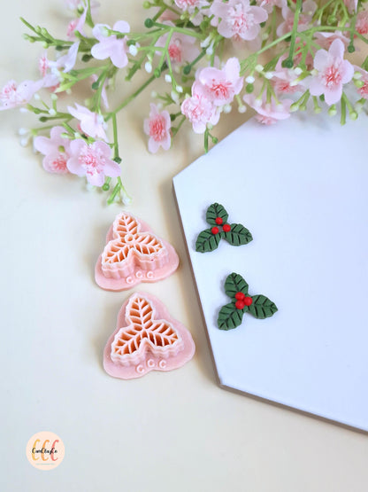 Emporte-pièces 3D en forme de feuilles de houx Noël pour la fabrication de bijoux en argile polymère, créoles interchangeables, pampilles