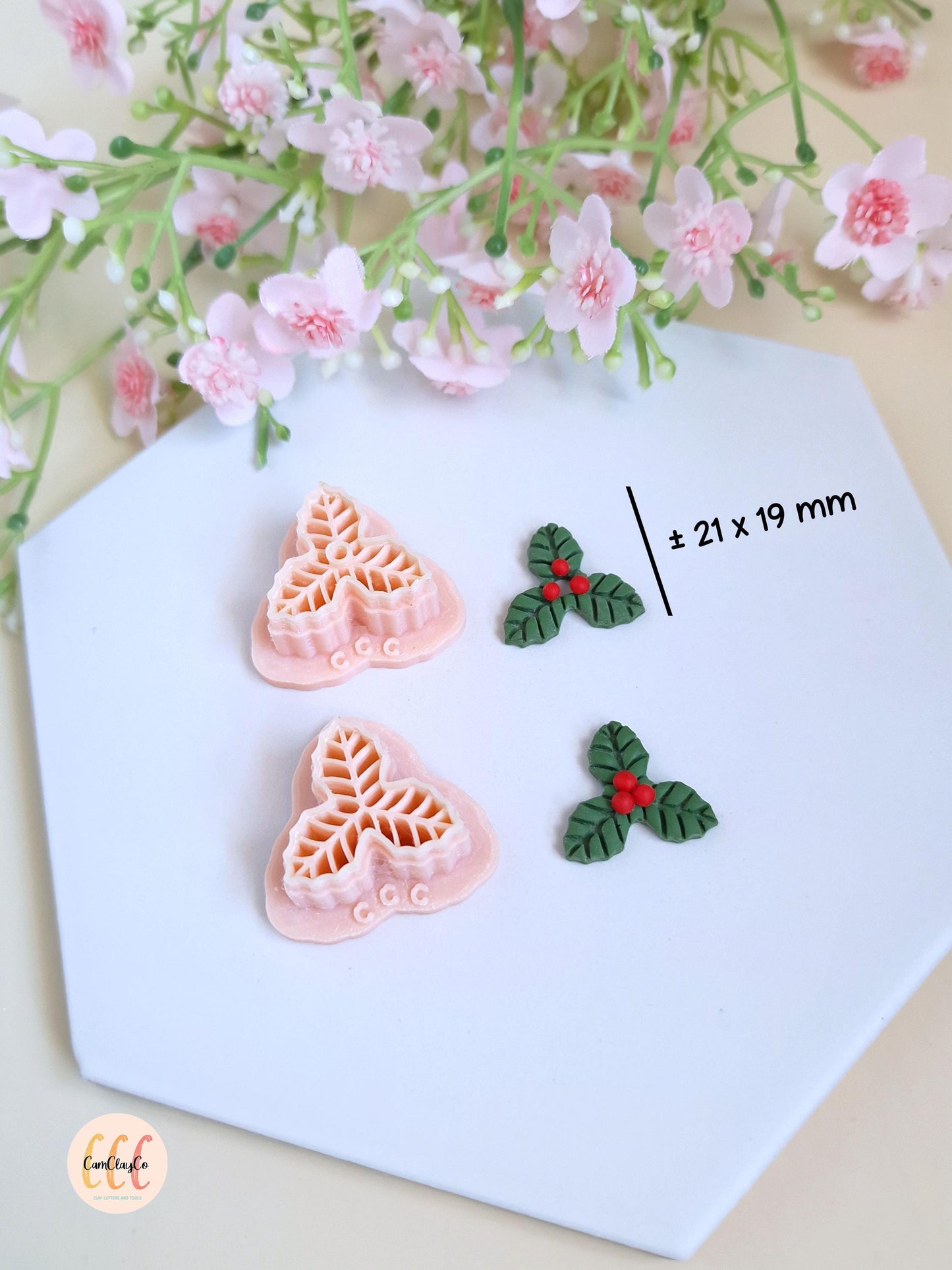 Emporte-pièces 3D en forme de feuilles de houx Noël pour la fabrication de bijoux en argile polymère, créoles interchangeables, pampilles