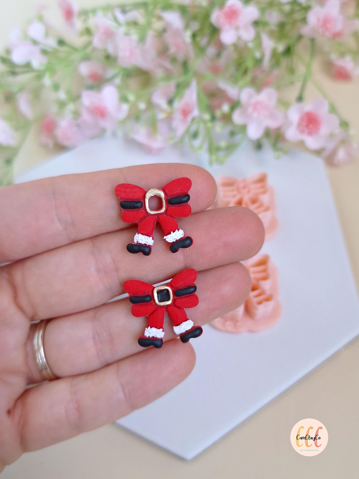 Emporte-pièces 3D en forme de nœuds de Père-Noël pour la fabrication de bijoux en argile polymère, créoles interchangeables, pampilles