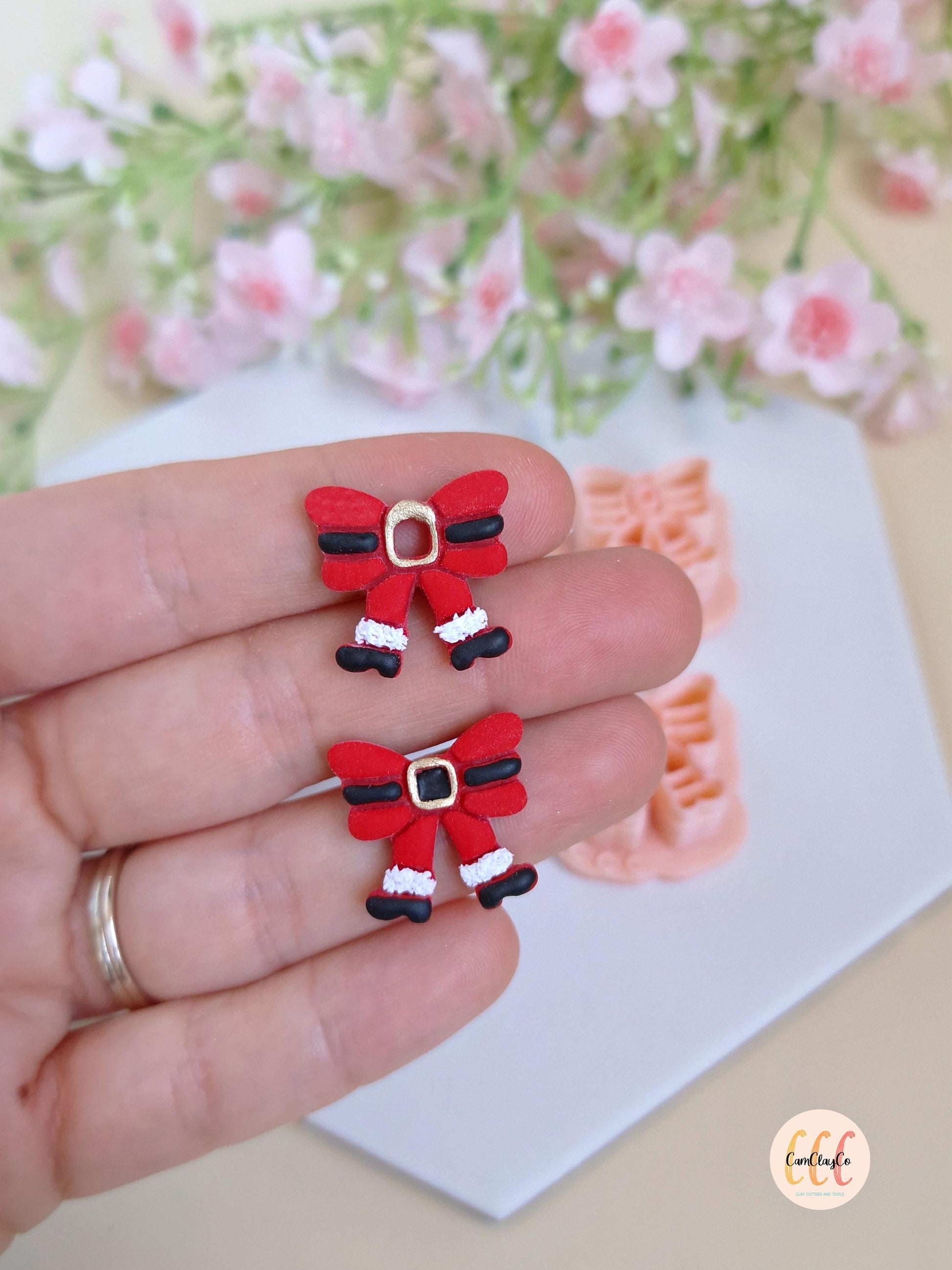 Emporte-pièces 3D en forme de nœuds de Père-Noël pour la fabrication de bijoux en argile polymère, créoles interchangeables, pampilles