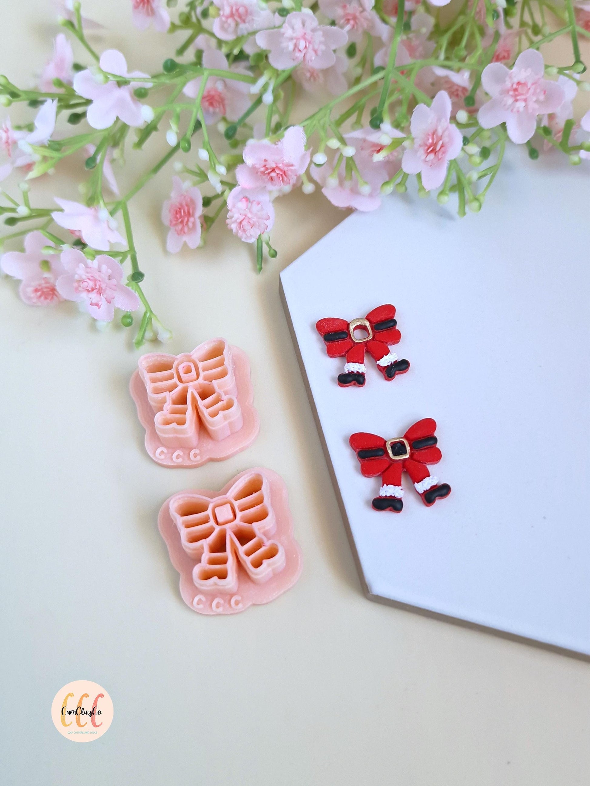 Emporte-pièces 3D en forme de nœuds de Père-Noël pour la fabrication de bijoux en argile polymère, créoles interchangeables, pampilles