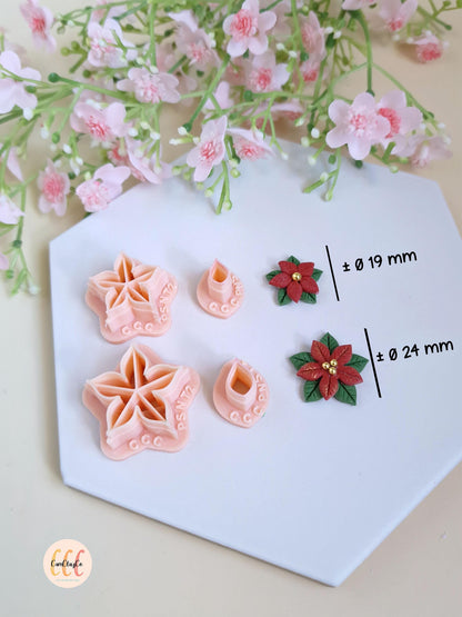 Emporte-pièces 3D Noël en forme de poinsettias pour la fabrication de bijoux en argile polymère
