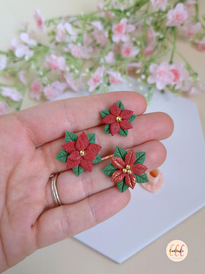 Emporte-pièces 3D Noël en forme de poinsettias pour la fabrication de bijoux en argile polymère