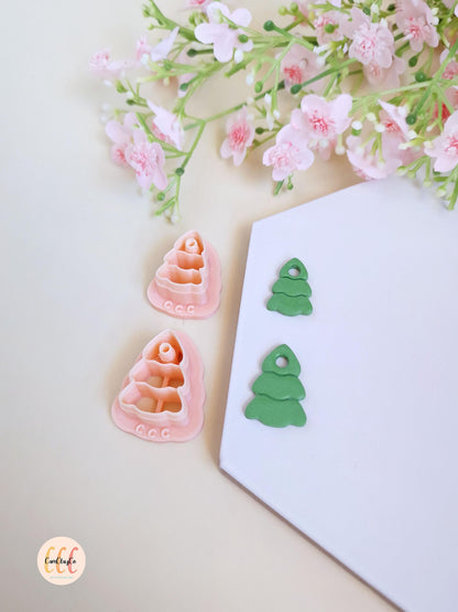 Emporte-pièces 3D Noël en forme de sapins pour la fabrication de bijoux en argile polymère, créoles interchangeables, pampilles