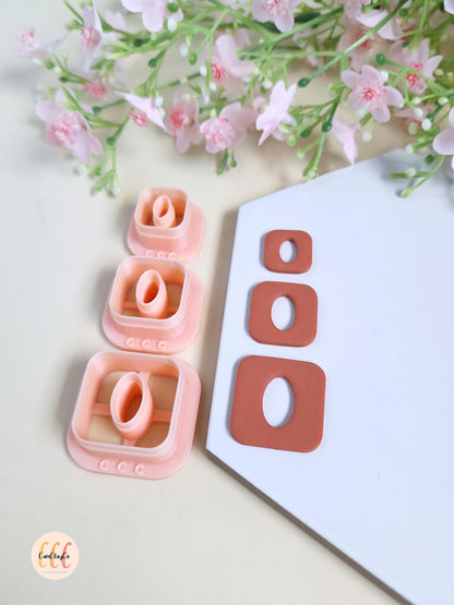 Emporte-pièces 3D carrés arrondis donuts ovales pour la fabrication de bijoux en argile polymère, pampilles créoles interchangeables