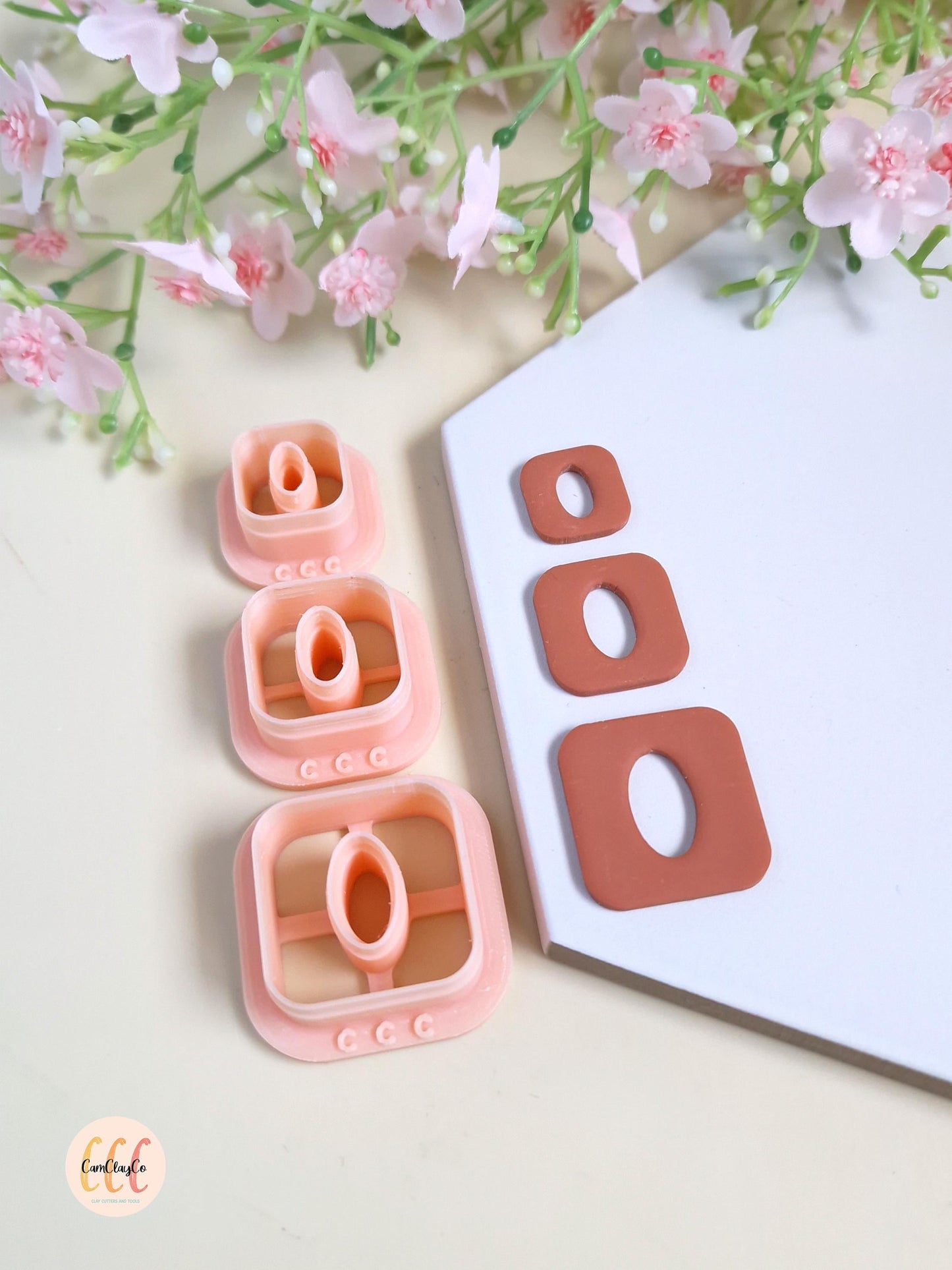 Emporte-pièces 3D carrés arrondis donuts ovales pour la fabrication de bijoux en argile polymère, pampilles créoles interchangeables
