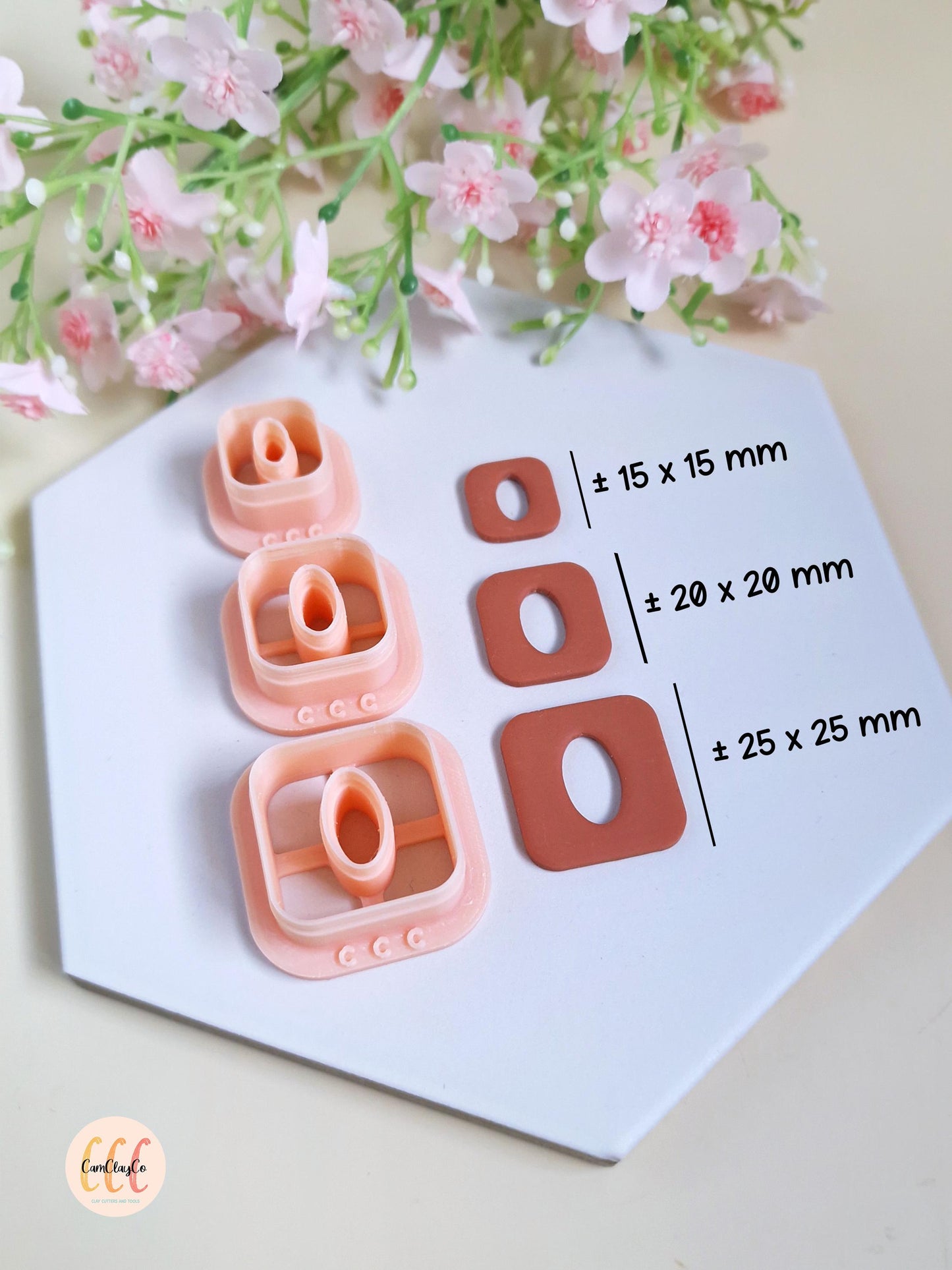 Emporte-pièces 3D carrés arrondis donuts ovales pour la fabrication de bijoux en argile polymère, pampilles créoles interchangeables