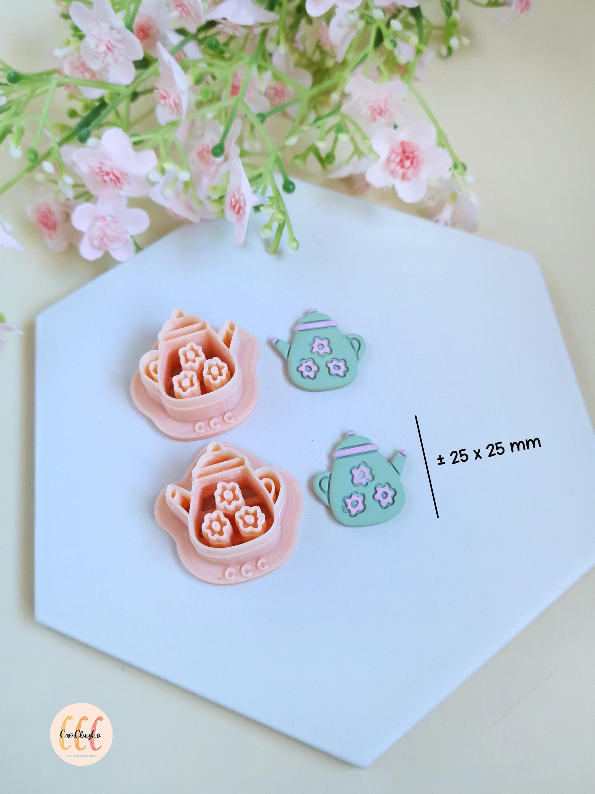 Emporte-pièces 3D théières avec fleurs pour la fabrication de bijoux en argile polymère, créoles interchangeables, pampilles