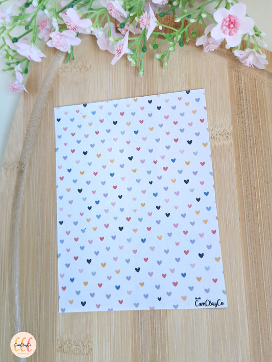 Feuille de transfert soluble à l'eau - Cœurs couleurs 01