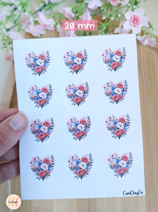 Feuille de transfert soluble à l'eau - Cœurs fleurs 01