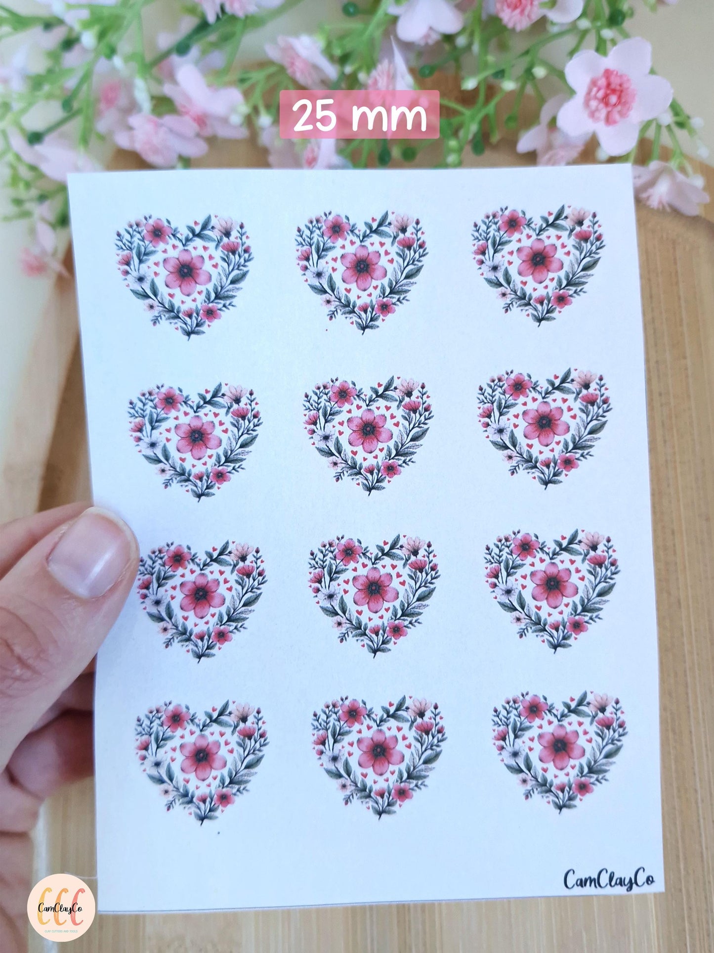 Feuille de transfert soluble à l'eau - Cœurs fleurs 05