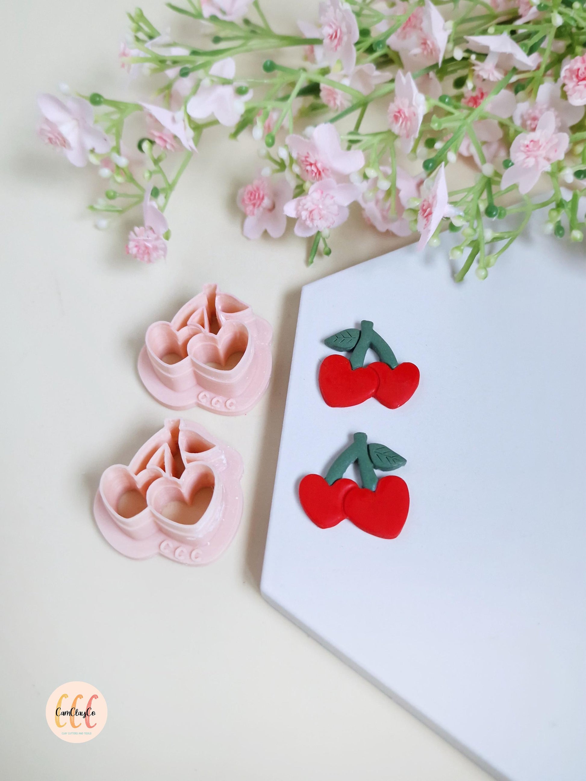 Emporte-pièces 3D en forme de cerises cœurs pour la fabrication de bijoux en argile polymère