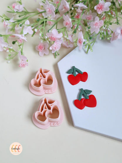 Emporte-pièces 3D en forme de cerises cœurs pour la fabrication de bijoux en argile polymère