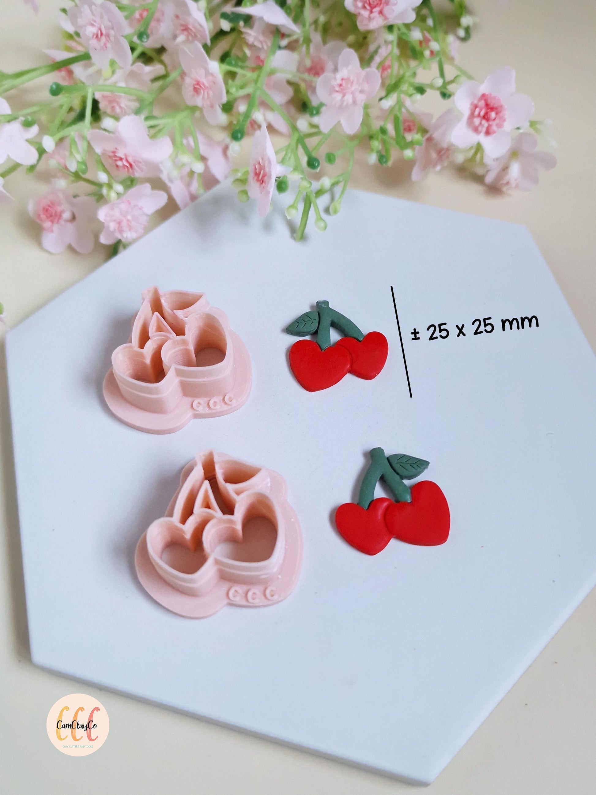 Emporte-pièces 3D en forme de cerises cœurs pour la fabrication de bijoux en argile polymère