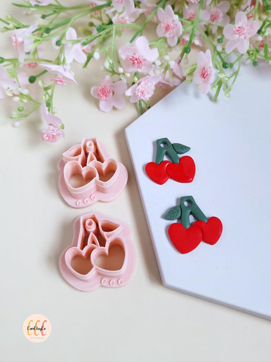 Emporte-pièces 3D en forme de cerises cœurs pour la fabrication de bijoux en argile polymère, créoles interchangeables, pampilles