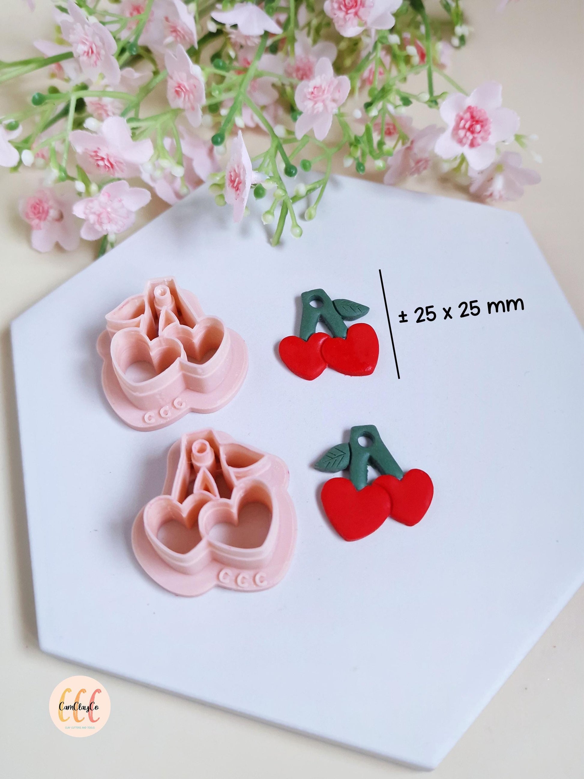 Emporte-pièces 3D en forme de cerises cœurs pour la fabrication de bijoux en argile polymère, créoles interchangeables, pampilles