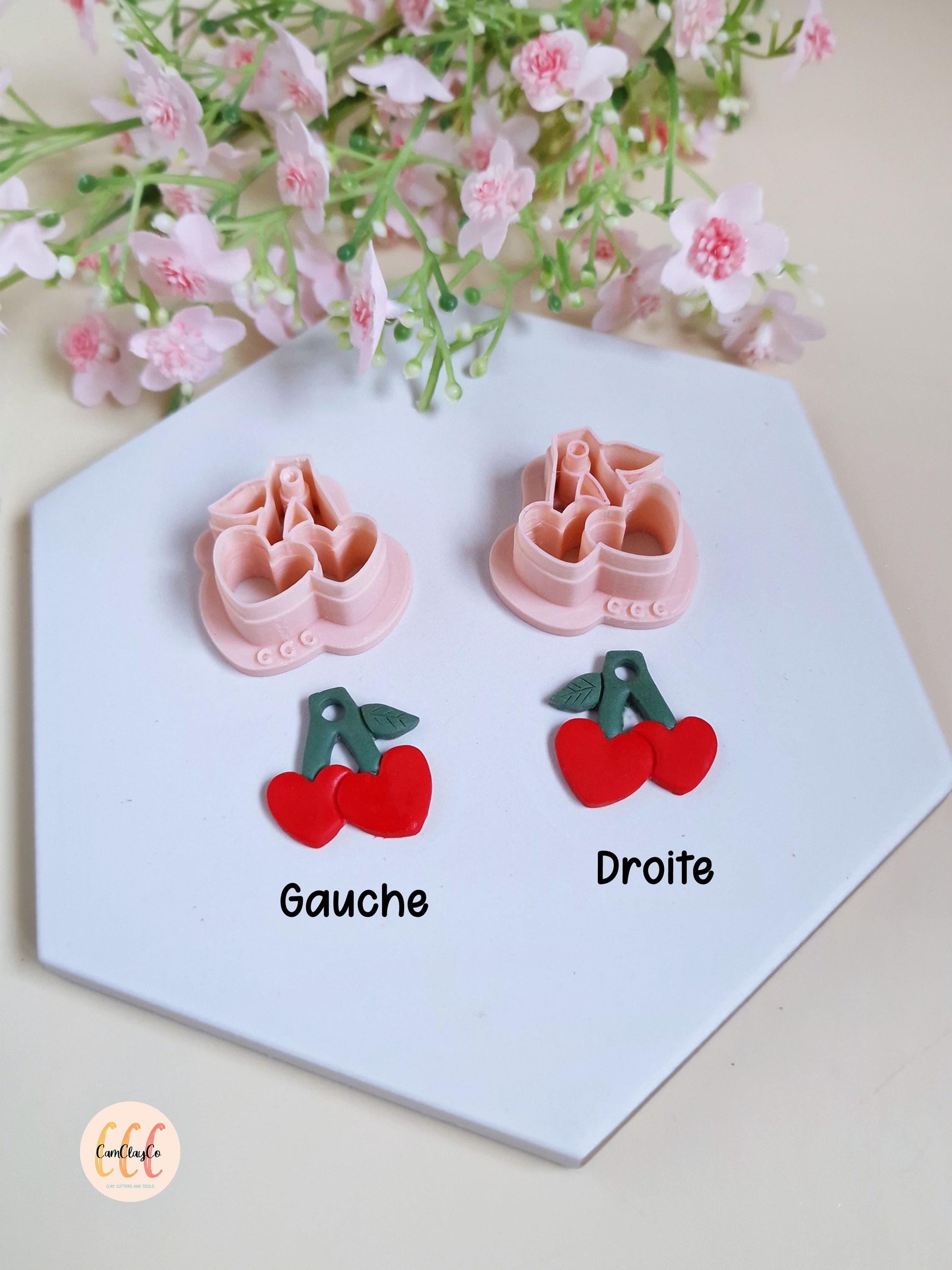 Emporte-pièces 3D en forme de cerises cœurs pour la fabrication de bijoux en argile polymère, créoles interchangeables, pampilles
