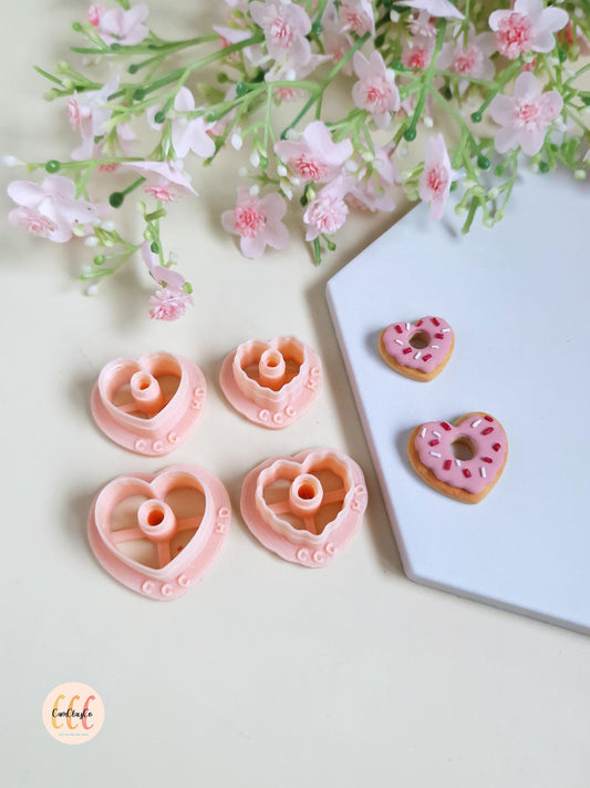 Emporte-pièces 3D en forme de cœurs donuts pour la fabrication de bijoux en argile polymère, créoles interchangeables, pampilles