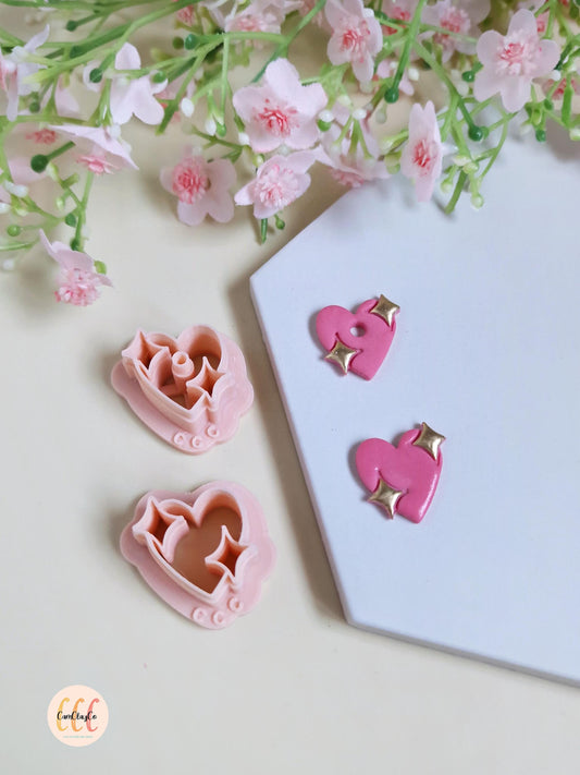 Emporte-pièces 3D en forme de cœurs avec étoiles pour la fabrication de bijoux en argile polymère, créoles interchangeables, pampilles