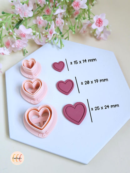 Emporte-pièces 3D en forme de cœurs avec contours pour la fabrication de bijoux en argile polymère, créoles interchangeables, pampilles