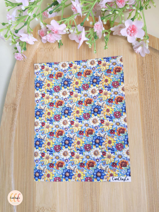 Feuille de transfert soluble à l'eau - Colorful flowers 01
