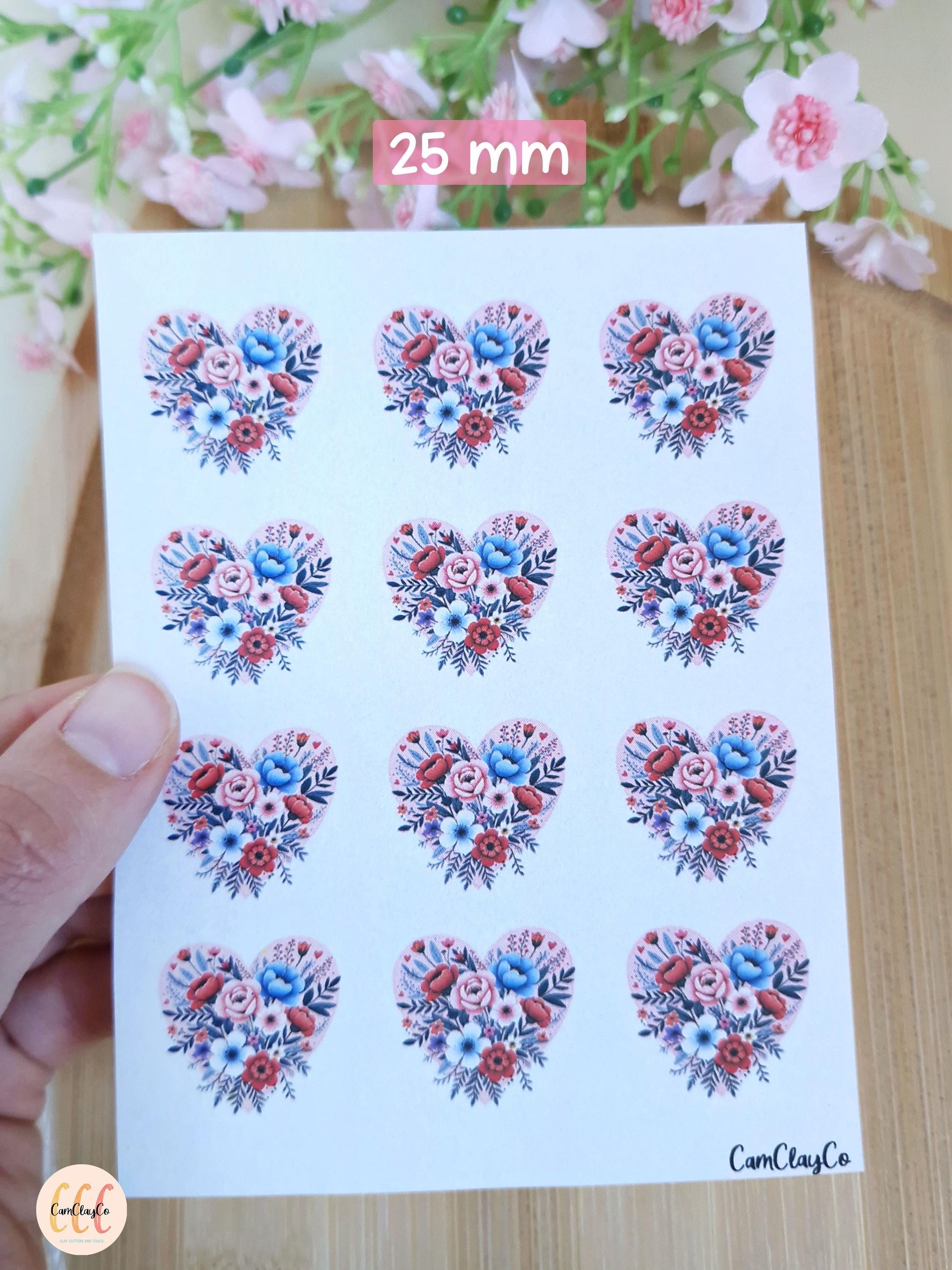 Feuille de transfert soluble à l'eau - Cœurs fleurs 02