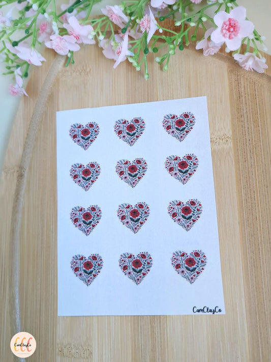 Feuille de transfert soluble à l'eau - Cœurs fleurs 03