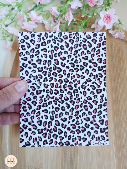 Feuille de transfert soluble à l'eau - Léopard rose