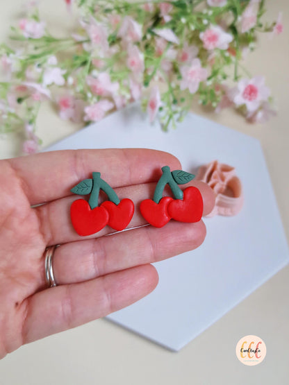Emporte-pièces 3D en forme de cerises cœurs pour la fabrication de bijoux en argile polymère