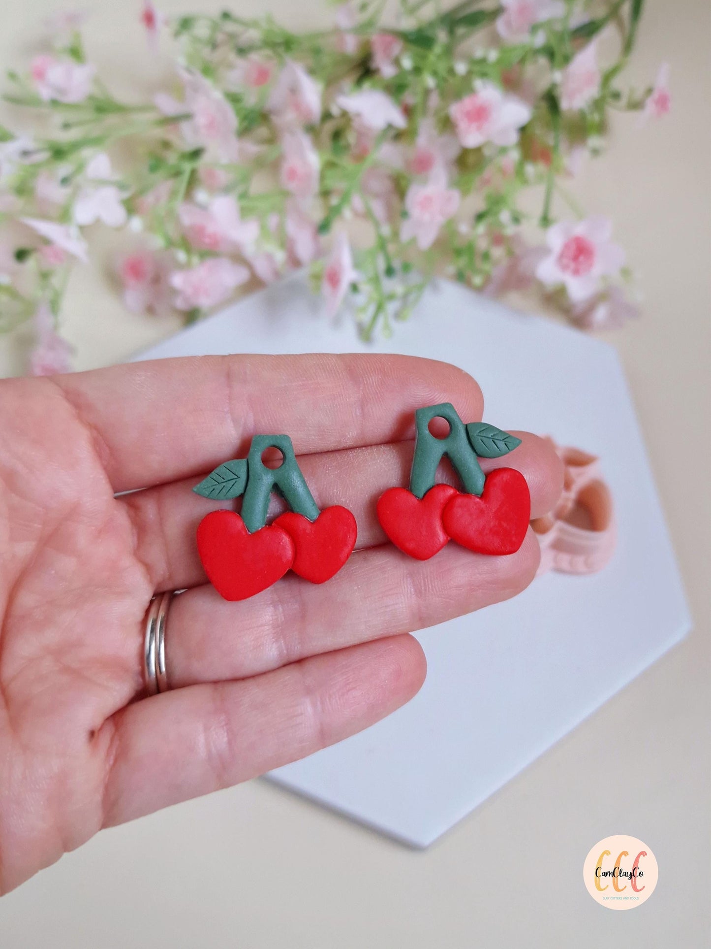 Emporte-pièces 3D en forme de cerises cœurs pour la fabrication de bijoux en argile polymère, créoles interchangeables, pampilles