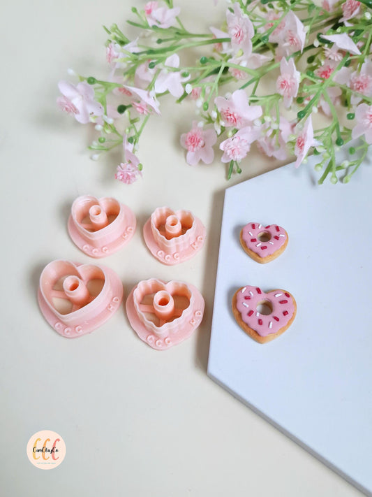 Emporte-pièces 3D en forme de cœurs donuts pour la fabrication de bijoux en argile polymère, créoles interchangeables, pampilles