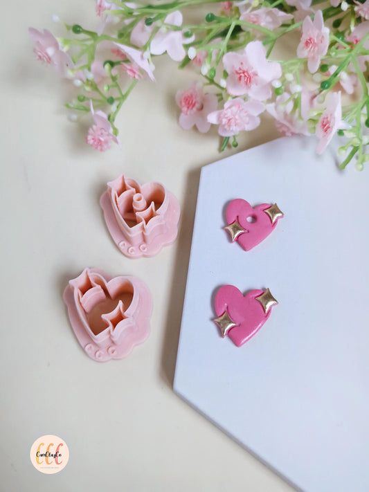 Emporte-pièces 3D en forme de cœurs avec étoiles pour la fabrication de bijoux en argile polymère, créoles interchangeables, pampilles