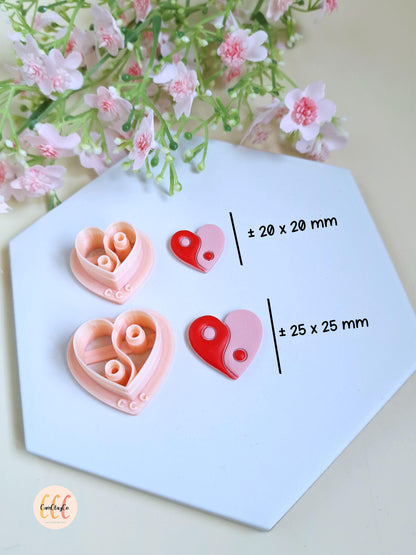 Emporte-pièces 3D en forme de cœurs Yin & Yang pour la fabrication de bijoux en argile polymère, créoles interchangeables, pampilles